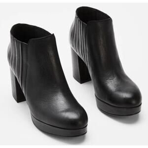 Eileen Fisher Black Classic Bird Leather Platform Bootie Women's Size 10